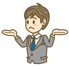 ビジネスマン　表情　上半身　イラスト　諦める