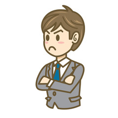 ビジネスマン　表情　上半身　イラスト　怒る