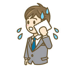 ビジネスマン　表情　上半身　イラスト　暑い