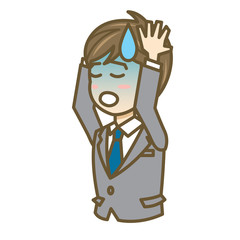 ビジネスマン　表情　上半身　イラスト　絶望