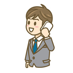 ビジネスマン　表情　上半身　イラスト　通話