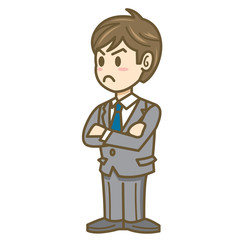 ビジネスマン　表情　全身　イラスト　怒る