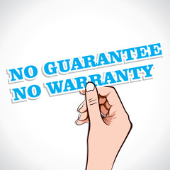 No guarantee no warranty Word in hand stock vector