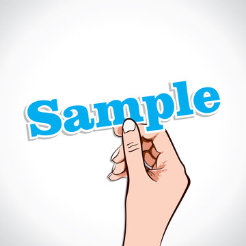 Sample Word in hand stock vector