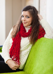 Naklejka premium Portrait of ordinary long-haired girl