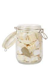 spicy marinated cheese with oil, onion, garlic and spicy spices