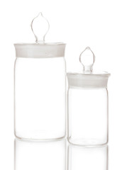 Transparent medical bottles  isolated on white