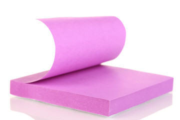Lilac sticky notes isolated on white