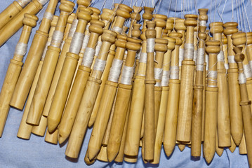 Palillos para encaje de bolillos, artesania textil