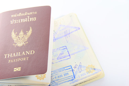 Thailand passport  on white background