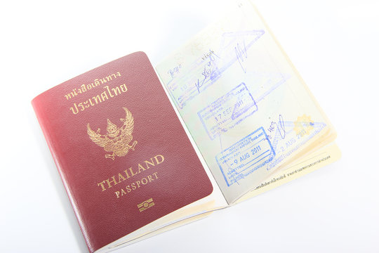 Thailand passport  on white background