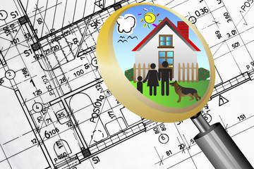 architectural plan blueprint real estate business concept