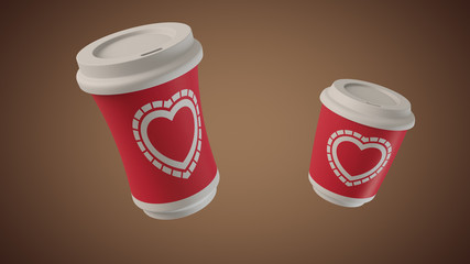 Bouncing coffee cups with Hearts