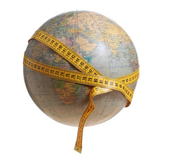 globe with measure tape