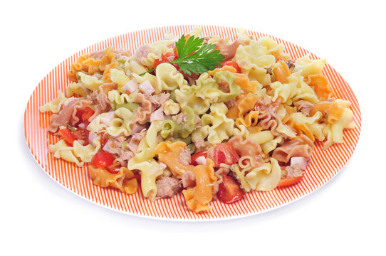 pasta salad on a white background