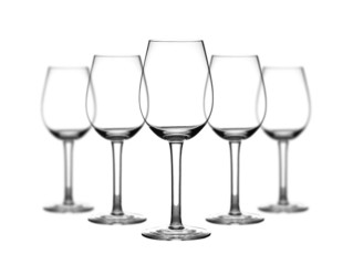 Set of wine glasses on white background