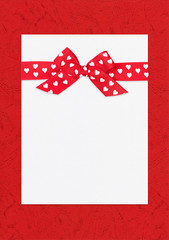 red bow on paper sheet, holday frame