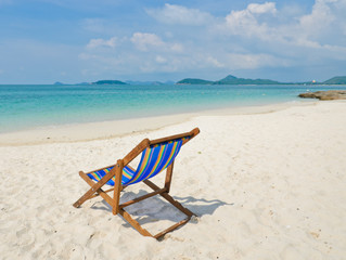 Tropical beach with colorful beach chair, Thailand
