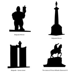 belgrade most famous statue vector illustration - obrazy, fototapety, plakaty