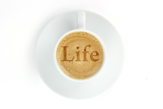 Fototapeta The inscription on the coffee "life". Symbol