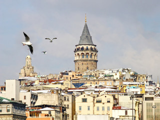Istanbul Galata tower in winter