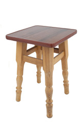 Wooden stool on a white background