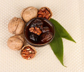 jam walnuts in a bowl on a napkin