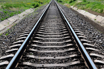Fototapeta premium Railroad tracks stretching into the distance