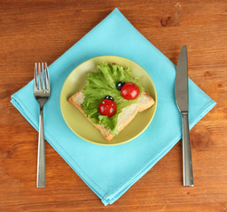 fun food for kids on wooden background