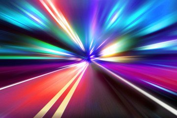 speed motion on night road