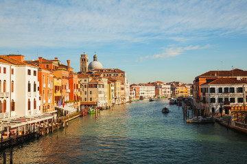 Panoramic view to Grande Canal in Venice, Italy