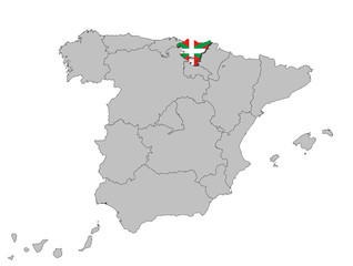 Baskenland auf den Umrissen Spanien's