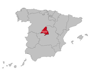 Madrid auf den Umrissen Spanien's