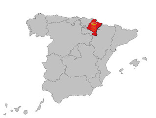Navarra auf den Umrissen Spanien's