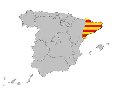 Katalonien auf den Umrissen Spanien's