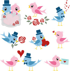 conception de couple d& 39 oiseaux pour la saint valentin