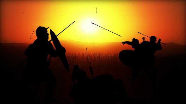 Battlefield W/5 battle scenes (silhouettes) Romans vs Barbarians