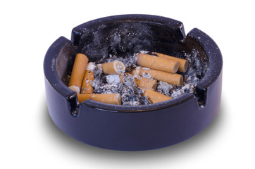 dirty ashtray isolated in white