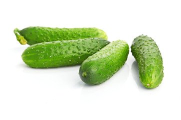 green cucumbers  isolated on white background
