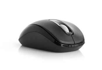 Black computer mouse isolated on white background