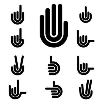 Hand Gestures And Signals -set Of Vector Icons For Your Design