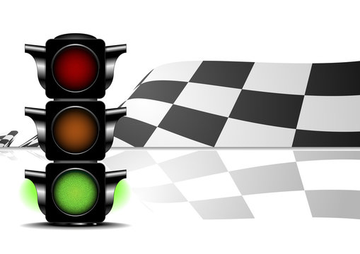 Racing Flag With Green Light