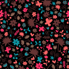 Seamless pattern wtih sweet floral elements