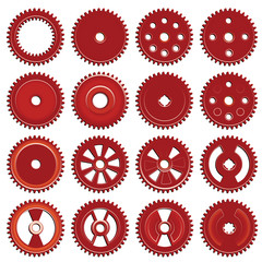 Set of orange gears, vector