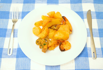 slices of fried potato with pork