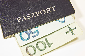 Paszport Polski z walutą - obrazy, fototapety, plakaty