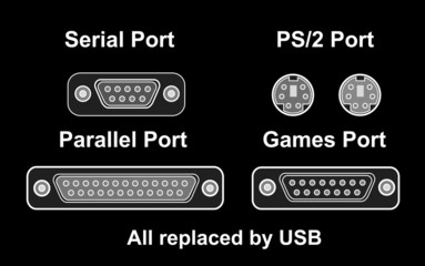 compare ports, all replaced by USB, vector