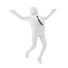 3d Business Man Jumping with Joy