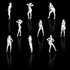 Set of women in bikini, vector