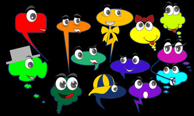 bubble characters - social network, vector